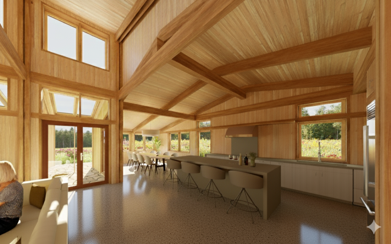 Entry view towards kitchen and dining