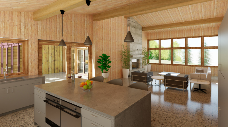 Kitchen Opens to Living Room