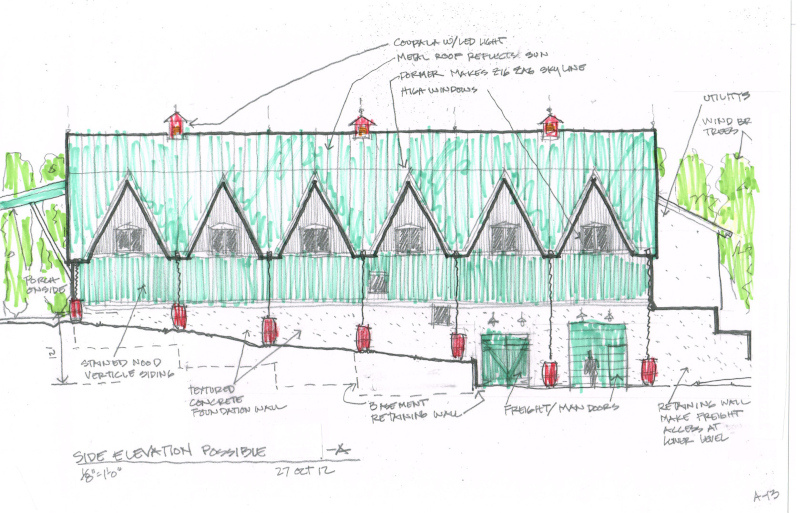 Proposed Winery in Southwest Michigan: Elevation "A"